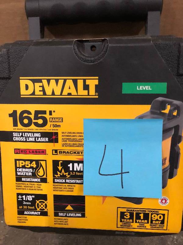 lot 4 image: DeWalt DW088K Self Leveling Line Laser Level used in good working condition