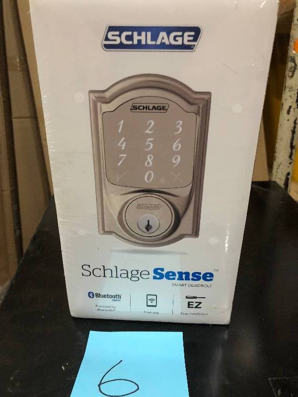 lot 6 image: Schalage Camelot Satin Nickel Sense Smart Lock New
