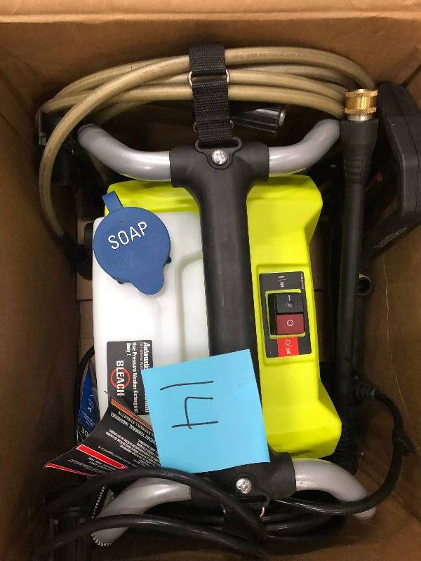 lot 14 image: Ryobi Reconditioned 1600-PSI 1.2-GPM Electric Pressure Washer not used