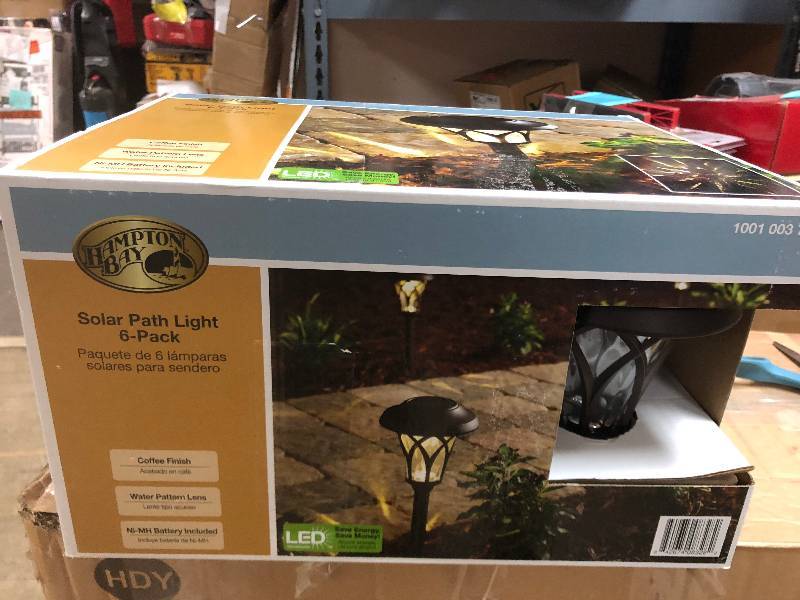 lot 43 image: Hampton Bay Path & Landscape Lights Solar LED Bronze Fan Cage Pathway Light Set