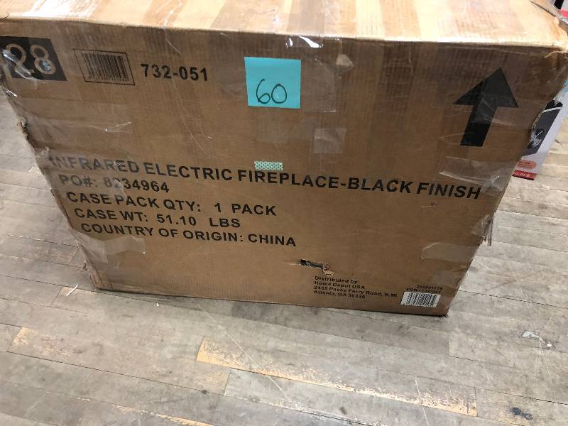 lot 60 image: Infrared Electric Fireplace Black Finish not used