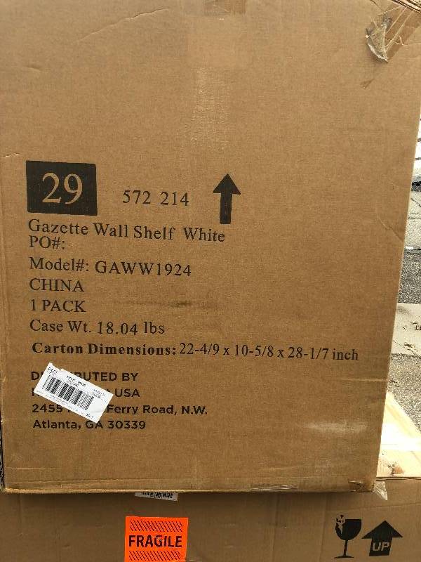 lot 70 image: Home Decorator Gazette 18-12 in. W Wall Shelf in White new