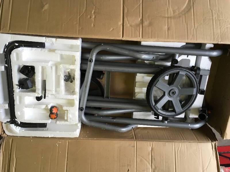 lot 72 image: Ridgid Universal Miter Saw Stand in good conditions Missing brackets and hardware