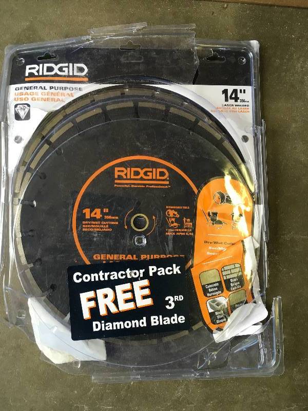 lot 75 image: Ridgid Diamond 14  set of 3 all purpose saw
