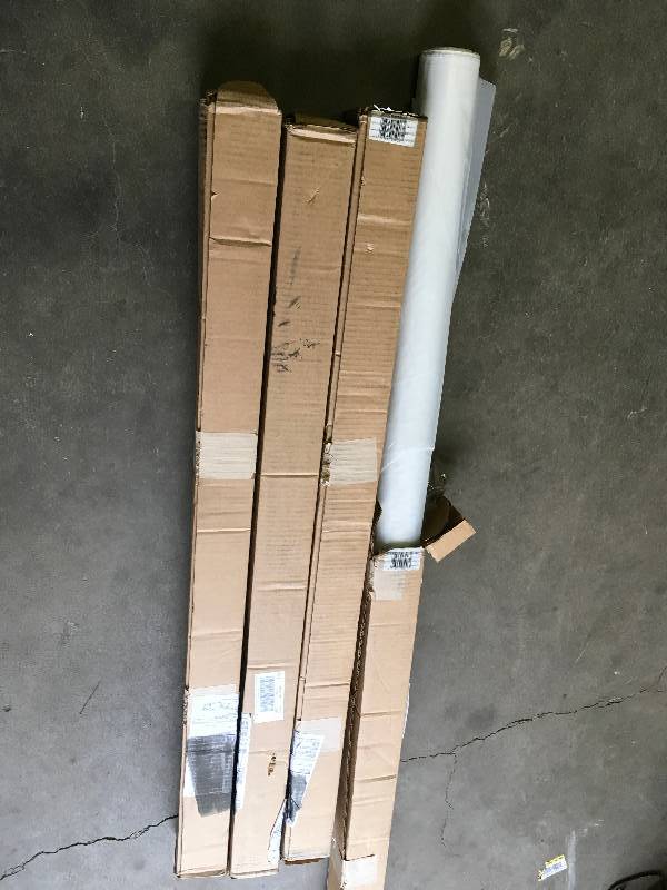 lot 96 image: Lot of 4 - Husky 4 ft. x 100 ft. Clear 4 mil Single-Wound Plastic Sheeting