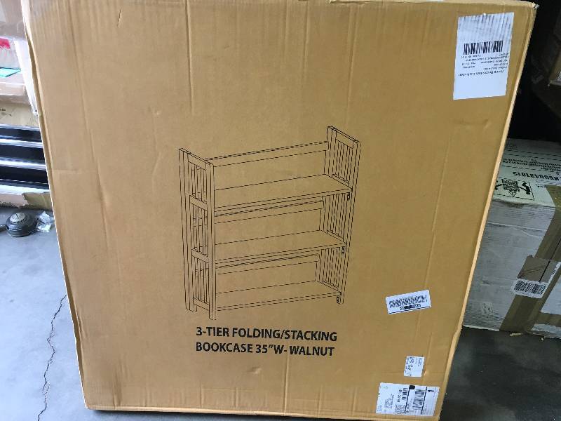 lot 93 image: Casual Home Walnut FoldingStacking Open Bookcase not used