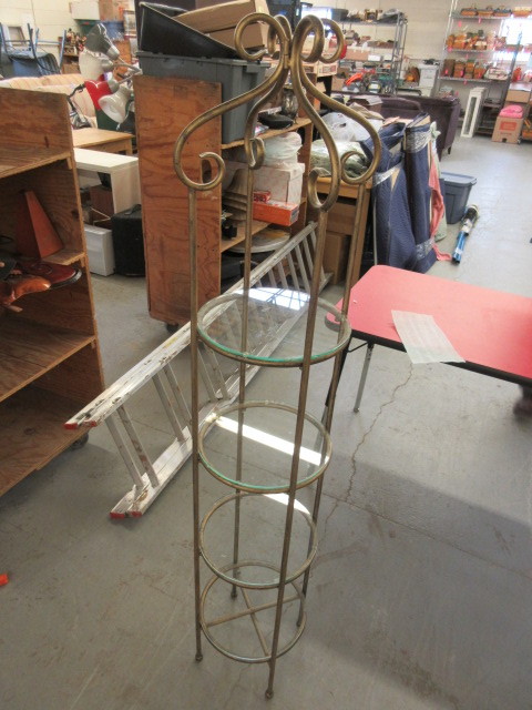 lot 316 image: METAL STAND WITH GLASS SHELVES
