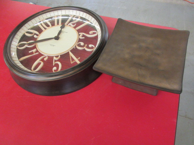 lot 321 image: WALL CLOCK AND CANDLE TABLE