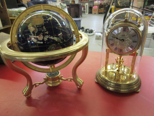 lot 323 image: MANTLE CLOCK AND GLOBE.