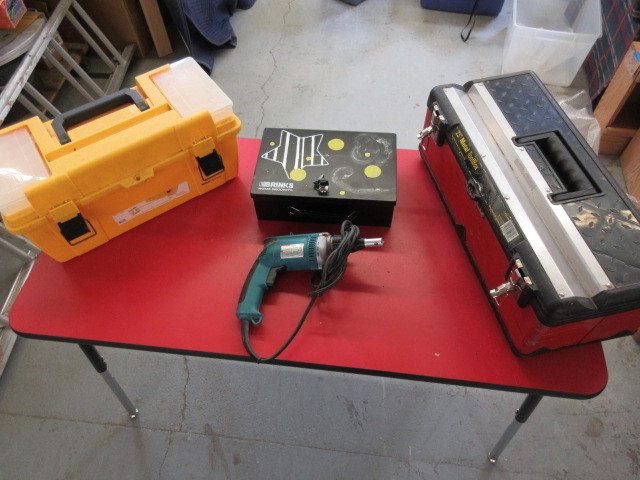 lot 331 image: TOOL BOXES, SECURITY BOX AND DRILL