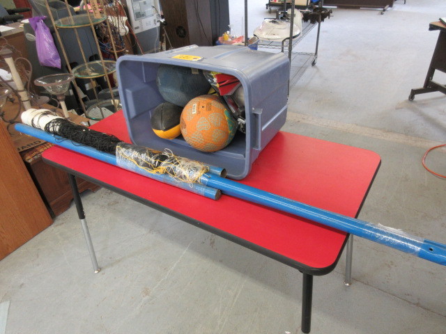 lot 332 image: VOLLEYBALL NET, BALLS, PUMP AND MORE