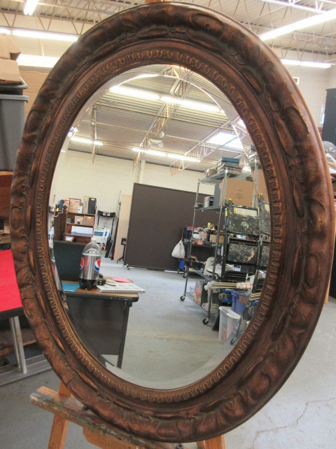 lot 350 image: BEVELED GLASS OVAL MIRROR