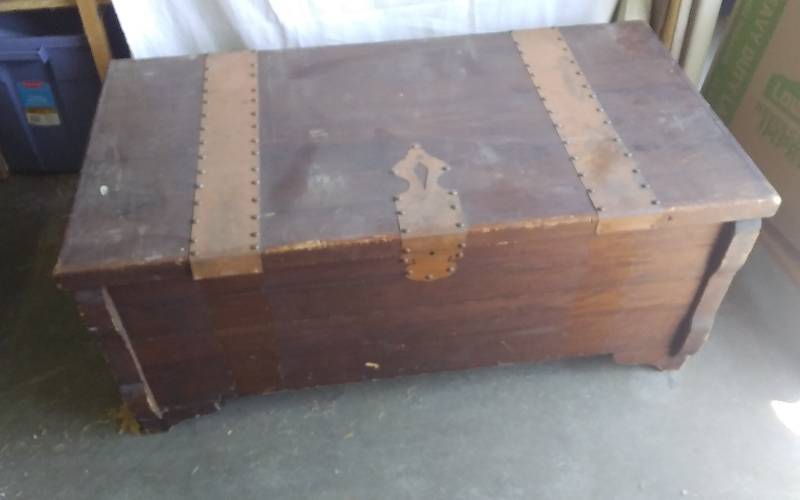 Copper Trimmed Wood Chest 23x44x19