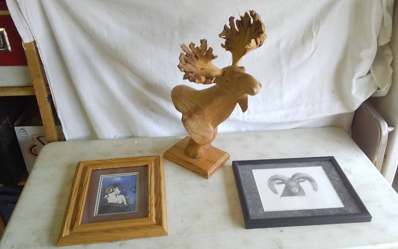 Moose Head Carving, 2-Ram Prints