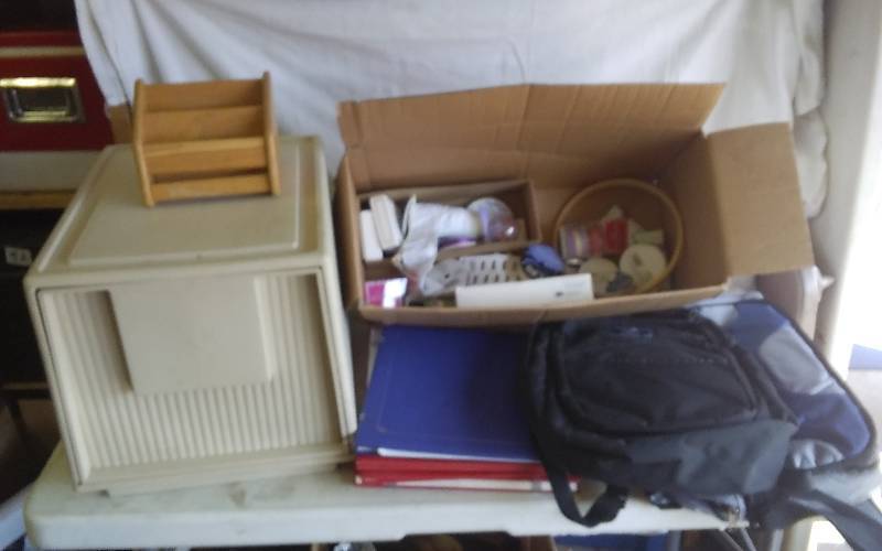 Large Box Lot Of OfficeCraftBack Packs, Plastic File Box