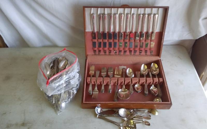 Large Lot Of Silver Plate Flatware & Servers & Large Bag Of Silver Flatware