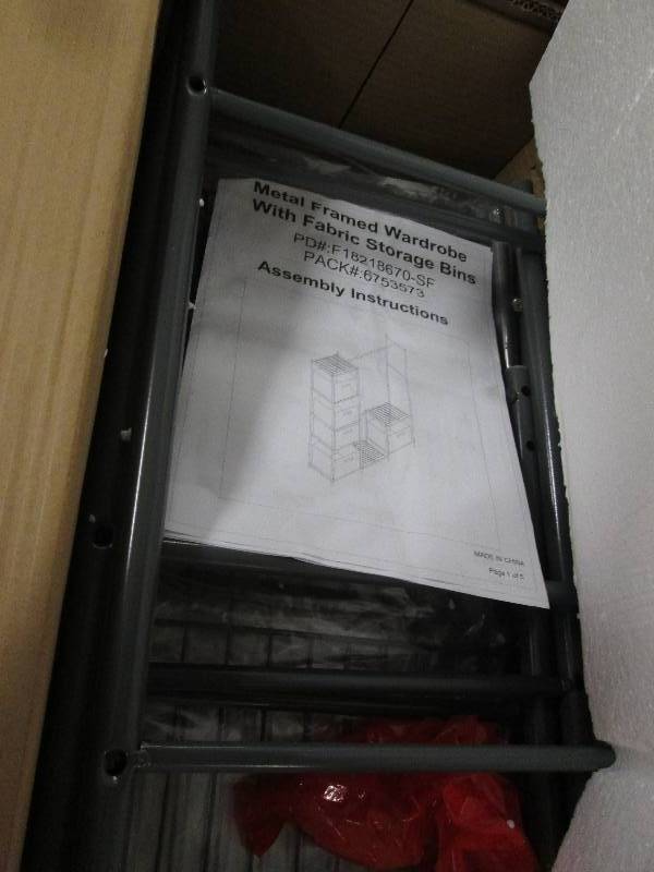 Wardrobe with Storage Bins open box...
