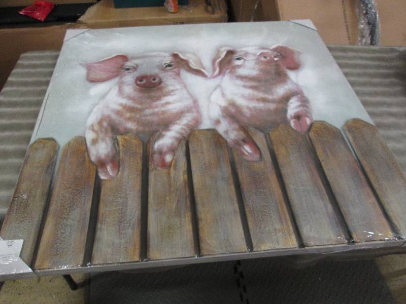 2 Pig Wall Art open box, slice Reta...