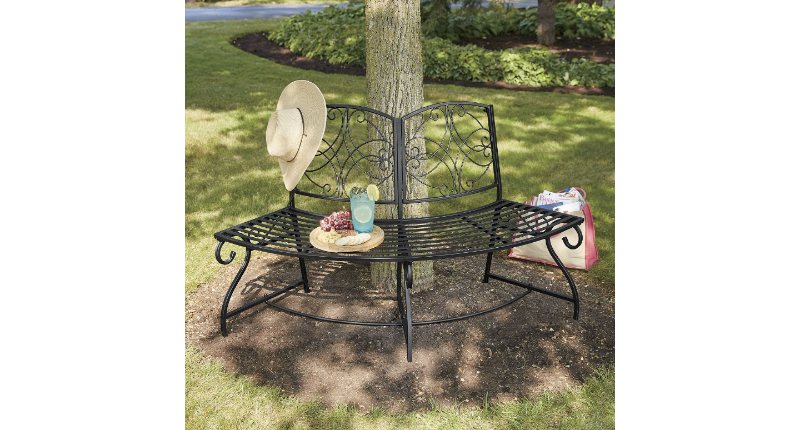 Scrolled Metal Tree Bench open box ...
