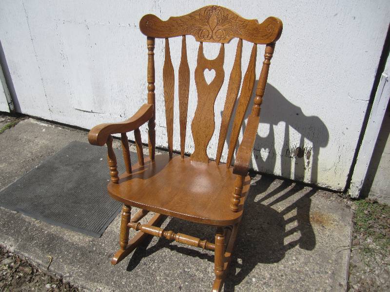 lot 4 image: Wood Rocking Chair Nice and Solid  ...