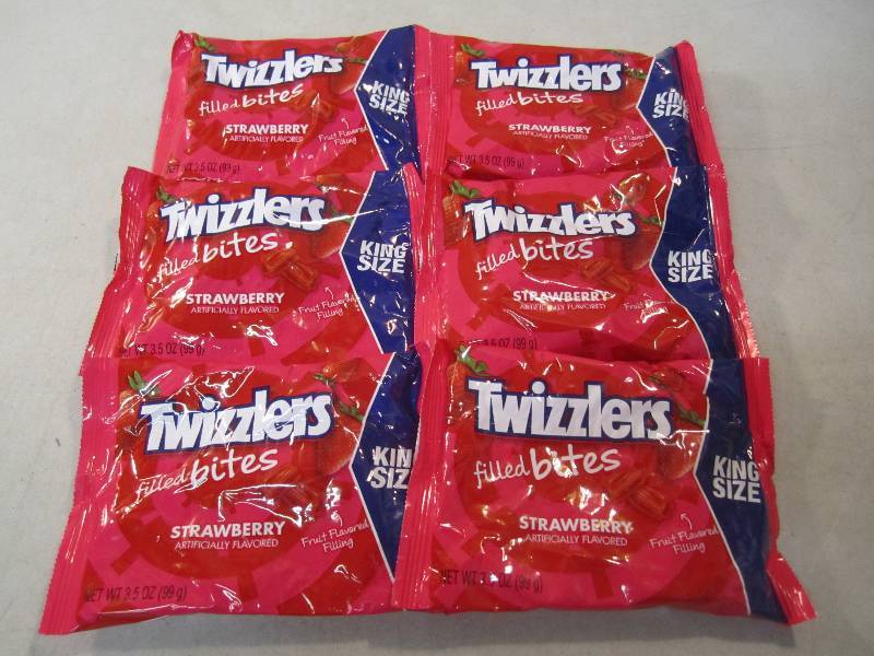 lot 111 image: 6 Bags Twizzlers Filled Bites Straw...
