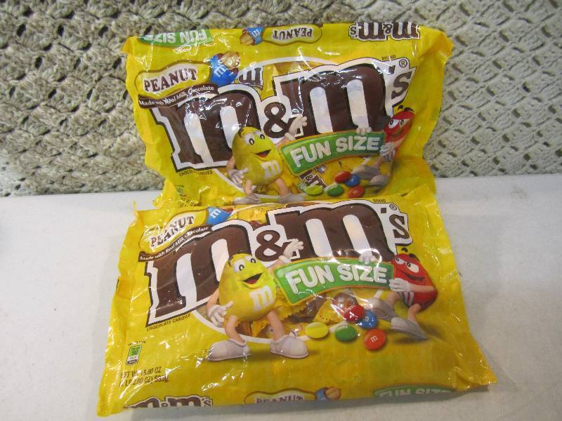 lot 123 image: 2 Big Bags Peanut M&Ms Fun Size Ba...
