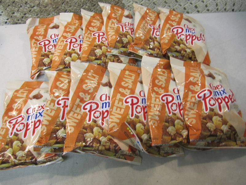 lot 223 image: 12 Bags of Chex Mix Popped Snack Mi...