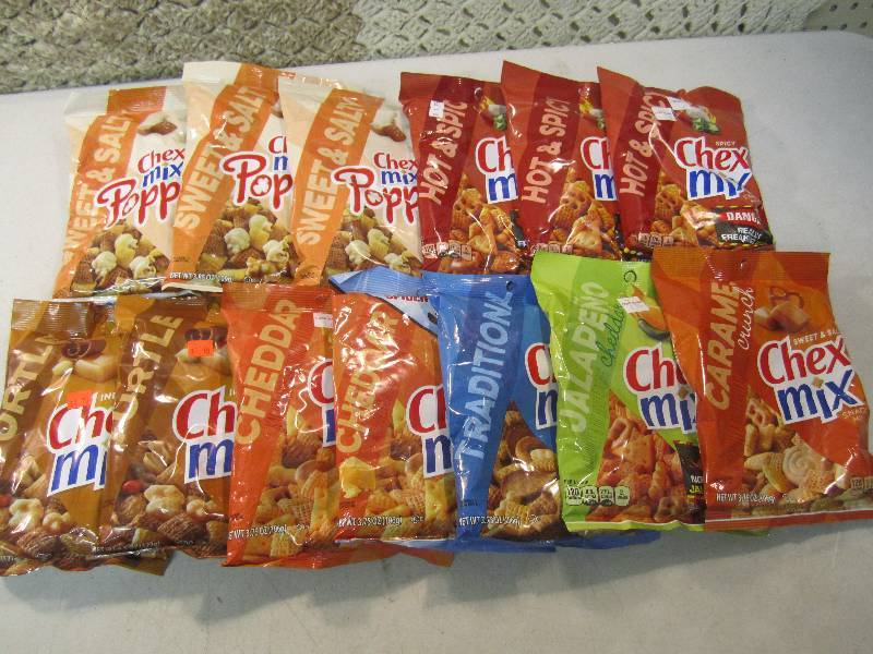 lot 233 image: 13 Bags of Various Flavors Chex Mix...