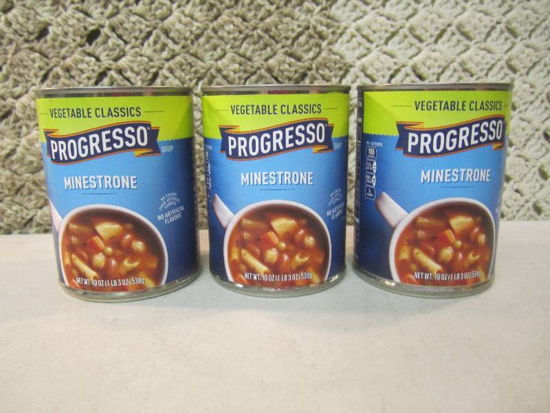lot 238 image: 3 Cans of Progresso Minestrone Soup...