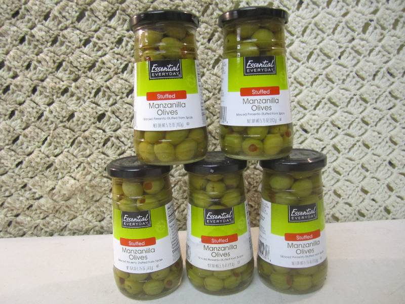 lot 245 image: 5 Jars Stuffed Manzanilla Olives Be...