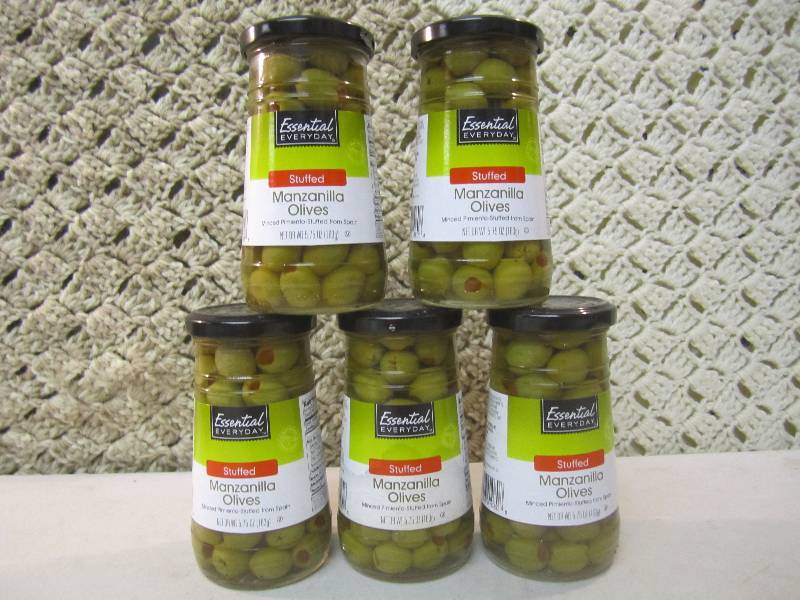 lot 246 image: 5 Jars Stuffed Manzanilla Olives Be...