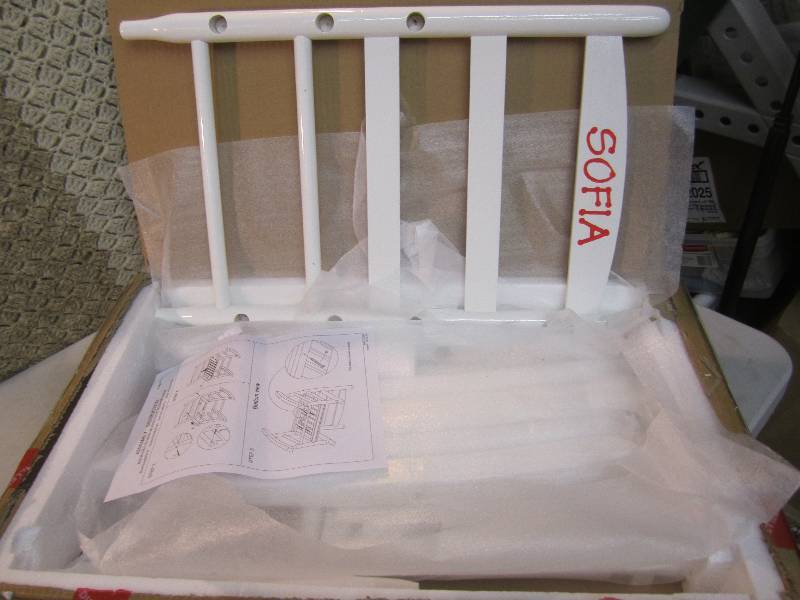 lot 263 image: Childs Personalized Wood Rocking Ch...