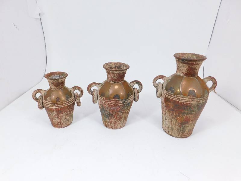 lot 16 image: Three Vintage Faux Roman Ampherea Jugs