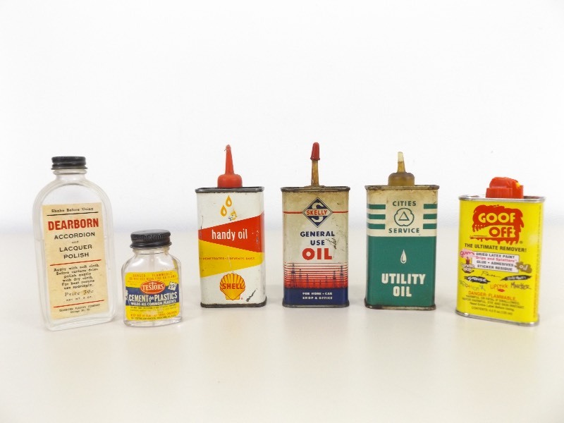 lot 49 image: 6 Vintage Oil Cans etc.