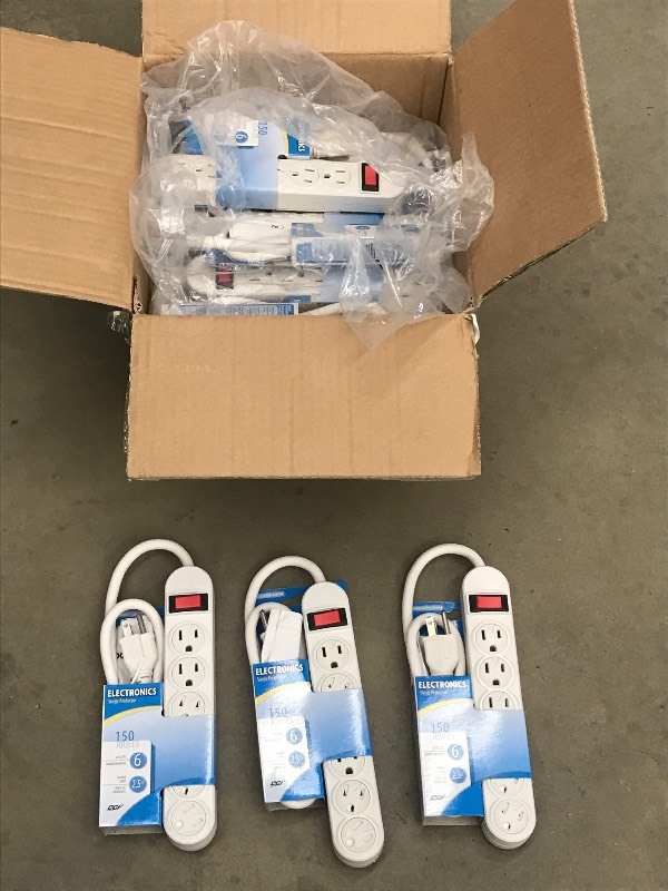 lot 30 image: Box Full Of New 2.5ft Power Strips ...