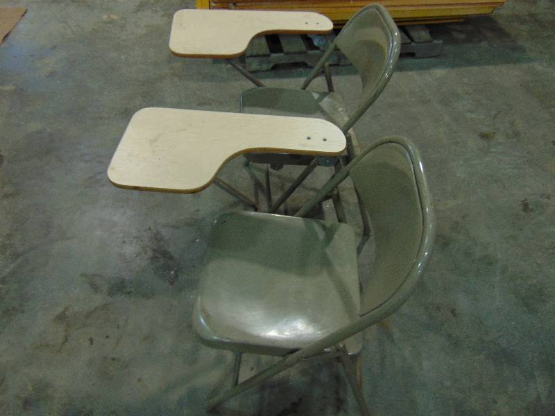 lot 40 image: (2) Folding Chairs With Fold Down Desk