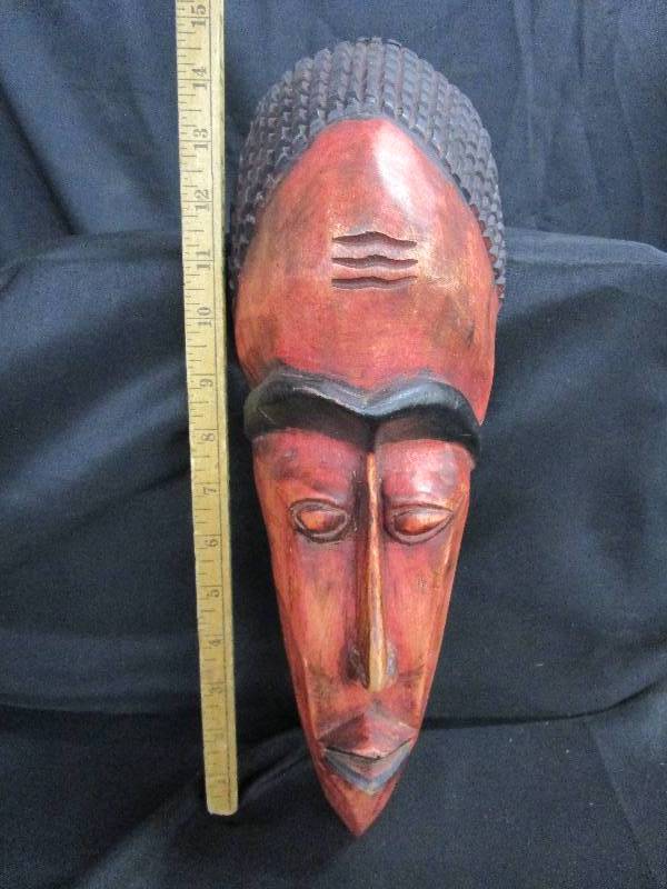 lot 25 image: Hand CarvedWood  Mask Made in Ghana Black Walnut and African Walnut