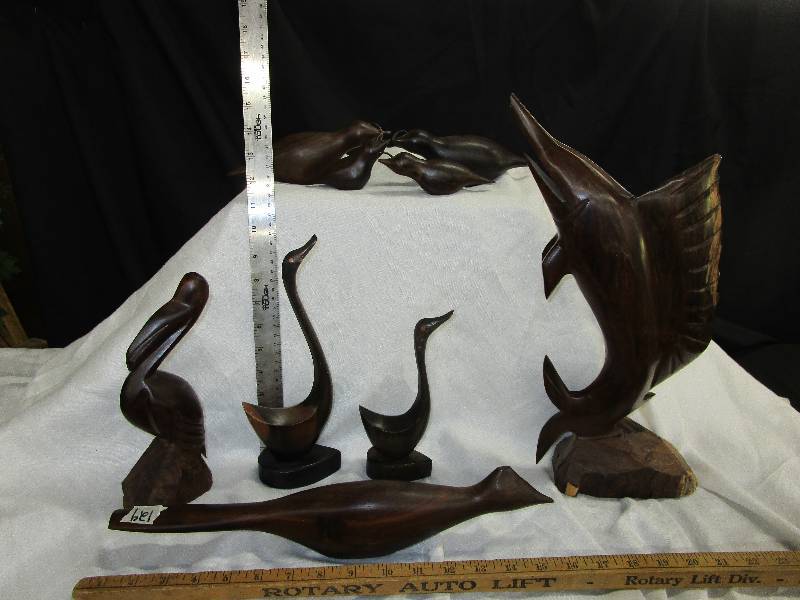 lot 31 image: Various Hand Carved Wood Black Walnut and African Walnut Figurines