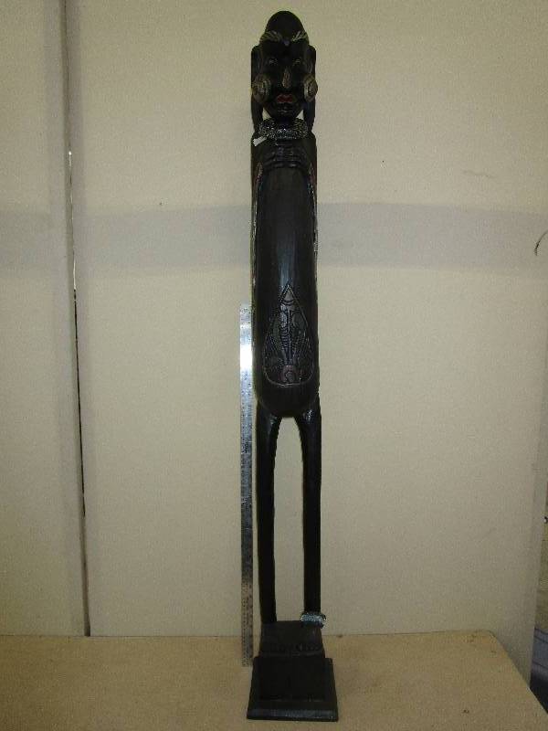 lot 33 image: Hand Carved Wood Women 60 Tall. Unique Piece for sure I Love It