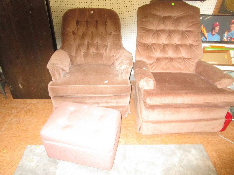 lot 94 image: 2 Neutral Tan Chairs ones a Rocker