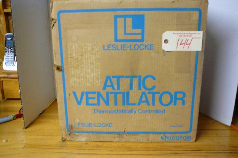 lot 144 image: Leslie-Locke Attic Ventilator Thermostatically controlled. New in Box