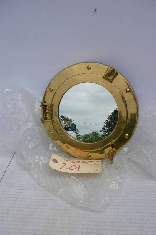 lot 201 image: Brass Porthole Mirror