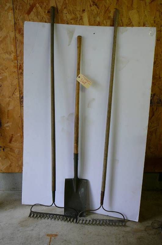 lot 368 image: Flat shovel & Dirt rakes