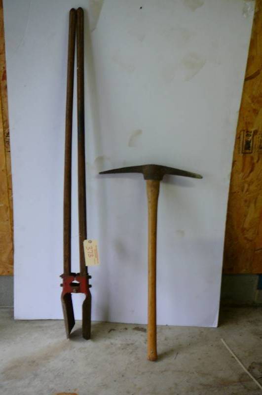 lot 373 image: Pick ax and post hole digger