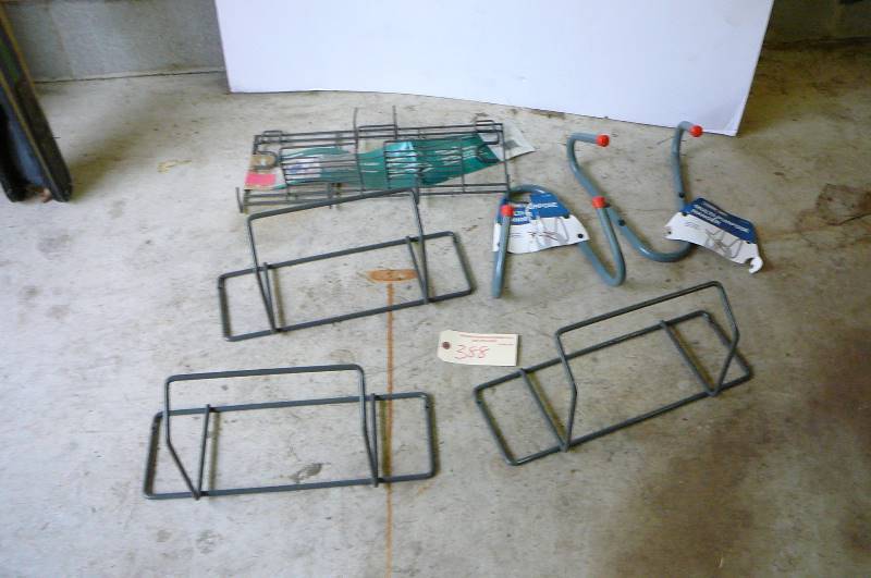 lot 388 image: Multi purpose hangers, Wall storage racket, Wall storage hooks