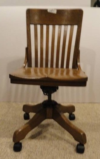 lot 681 image: Antique Swivel Desk Chair w wheels