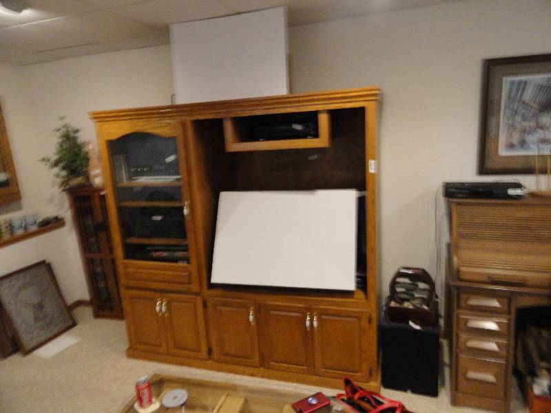 lot 695 image: Custom Built Oak Entertainment Center