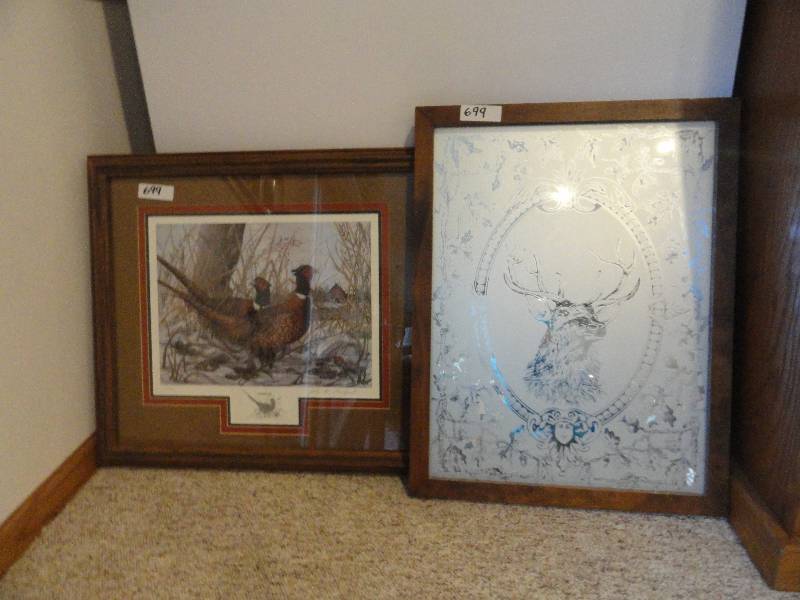 lot 699 image: Etched Deer Mirror