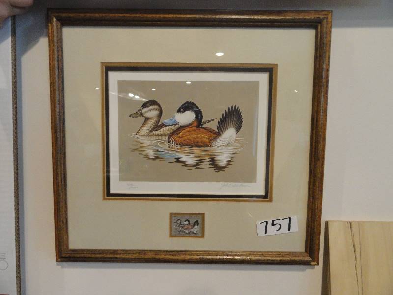 lot 757 image: Duck print with duckstamp