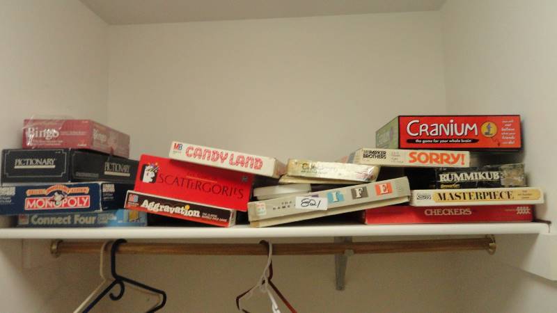 lot 821 image: Board Games, Sorry, Checkers, Cranium, Scattergories, Monopoly 14 games
